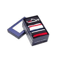 SAINT JAMES Cotton Blend Sock 3-Pack - Naval/Logo
